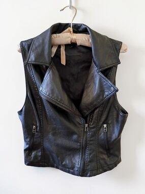 New Look Faux Leather Moto Biker Vest